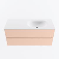 MONDIAZ VICA 110cm badmeubel onderkast Rosee 2 lades. Wastafel MOON rechts zonder kraangat, kleur Talc. - thumbnail
