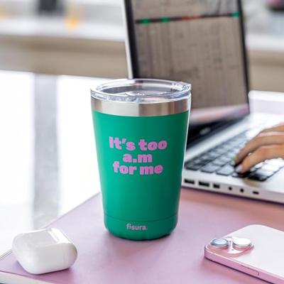 Koffiemok thermosbeker "Its too am for me" green Koffiemok thermosbeker "Its too am for me" green
