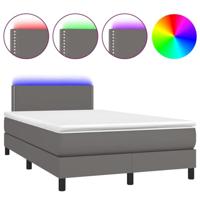 Boxspring met matras en LED kunstleer grijs 120x190 cm - thumbnail