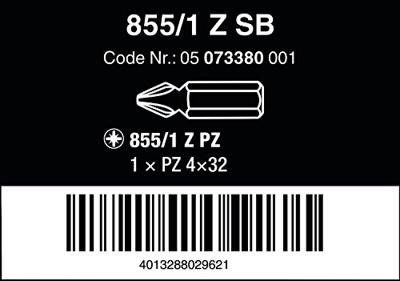 Wera 855/1 Z Bits Pozidriv, PZ 4 x 32 mm - 1 stuk(s) - 05073380001 Wera 855/1 Z Bits Pozidriv, PZ 4 x 32 mm - 1 stuk(s) - 05073380001
