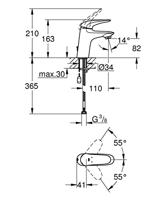 GROHE Eurostyle New waterbesparendes wastafelkraan M size met ketting met gesloten greep chroom 23713003 - thumbnail