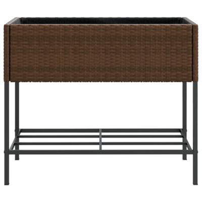 VidaXL Plantenbakken met schap 2 st 90x40x75 poly rattan bruin VidaXL Plantenbakken met schap 2 st 90x40x75 poly rattan bruin