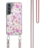 Samsung Galaxy S25 hoesje met rosegoud koord - Hortensia - thumbnail