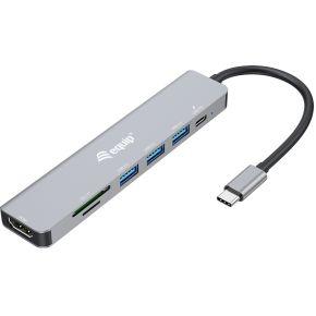 Equip 133494 USB-C 7-in-1 multifunctionele adapter, HDMI 4K/60 Hz, USB 3.2 Gen1 x 3, TF/Micro SD, 100 W USB PD