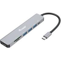 Equip 133494 USB-C 7-in-1 multifunctionele adapter, HDMI 4K/60 Hz, USB 3.2 Gen1 x 3, TF/Micro SD, 100 W USB PD - thumbnail
