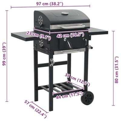 Houtskoolbarbecue met onderplank zwart