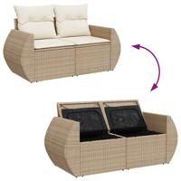 6-delige Loungeset met kussens poly rattan beige - thumbnail