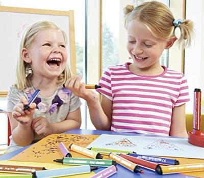 Stabilo trio scribbi - viltstift met meeverende punt - blauw