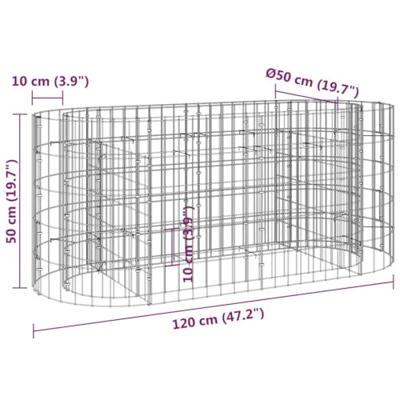 VidaXL Gabion plantenbak verhoogd 120x50x50 cm gegalvaniseerd ijzer
