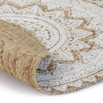 VidaXL Tapijt met print rond 240 cm gevlochten jute