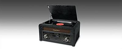 Muse MT-115 CD-microsysteem met platenspeler & FM-radio (30 vooraf ingestelde zenders) in houten kastdesign