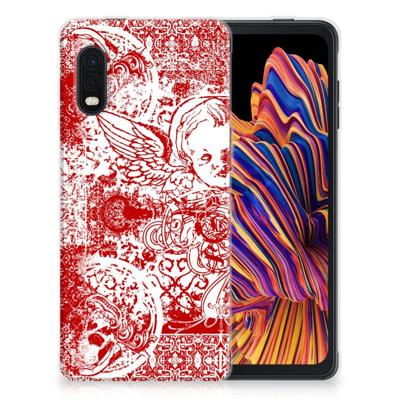 Silicone Back Case Samsung Xcover Pro Angel Skull Rood Silicone Back Case Samsung Xcover Pro Angel Skull Rood