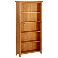 Boekenkast met 5 schappen 70x22x140 cm massief eikenhout - thumbnail