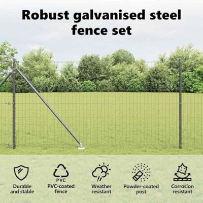 VidaXL Hek met paal grijs 1,2 x 10 m staal en pvc VidaXL Hek met paal grijs 1,2 x 10 m staal en pvc