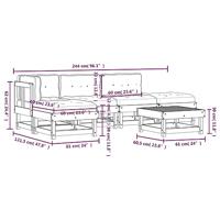 6-delige Loungeset met kussens massief hout - thumbnail