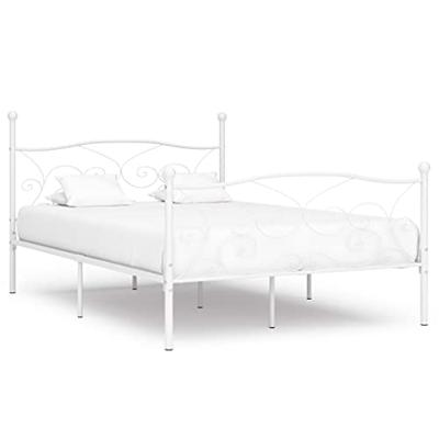 Bedframe met lattenbodem metaal wit 140x200 cm Bedframe met lattenbodem metaal wit 140x200 cm