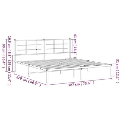 Bedframe met hoofdbord metaal wit 183x213 cm
