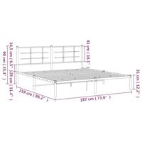 Bedframe met hoofdbord metaal wit 183x213 cm - thumbnail