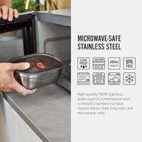 Black+Blum RVS voedseldoos klein - Maaltijdvoorbereiding - 173x127x65mm - Grijs/Rood - thumbnail