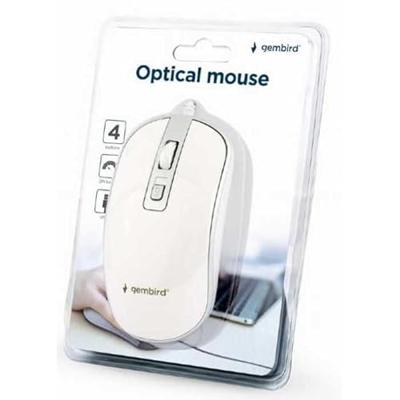 Gembird neu Muis Kabelgebonden Optisch Wit, Zilver 4 Toetsen 800 dpi, 1000 dpi, 1200 dpi - thumbnail