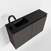 MONDIAZ TURE 80cm toiletmeubel dark grey. EDEN wastafel urban links 1 kraangat - thumbnail