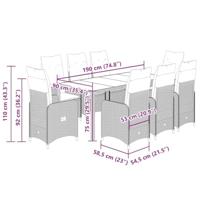 9-delige Bistroset met kussens poly rattan beige - thumbnail