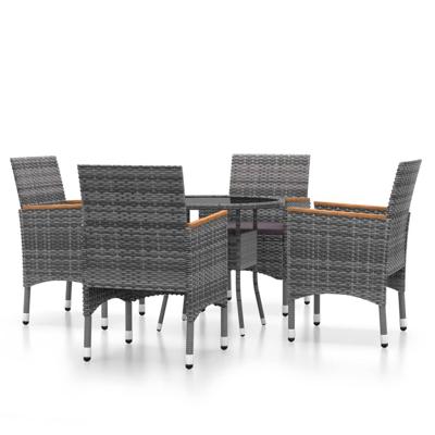 5-delige Tuinset poly rattan grijs - thumbnail