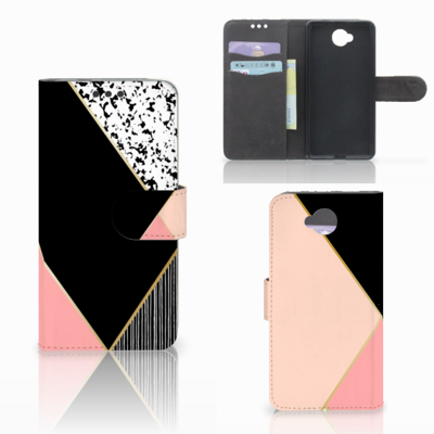 Microsoft Lumia 650 | Book Case | Zwart Roze Vormen