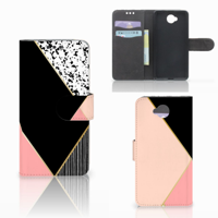 Microsoft Lumia 650 | Book Case | Zwart Roze Vormen - thumbnail