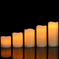 5 x LED waskaarsen flikkerend warm wit met afstandsbediening & timer - thumbnail