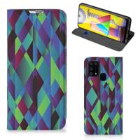 Samsung Galaxy M31 Stand Case Abstract Green Blue - thumbnail