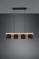 Trio HanglampCameron 4-lichts zwart met houtbruin - R30654002 - thumbnail