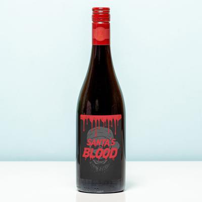 Wijnfles Kerstman bloed