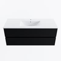 MONDIAZ VICA 120cm badmeubel onderkast Urban 2 lades. Wastafel DENIA midden 1 kraangat, kleur Glanzend Wit. - thumbnail