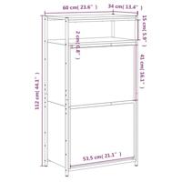 Schoenenkast 60x34x112 cm bewerkt hout bruineikenkleurig - thumbnail