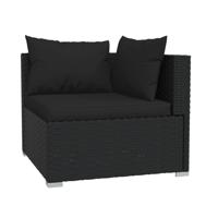4-delige Loungeset met kussens poly rattan zwart - thumbnail