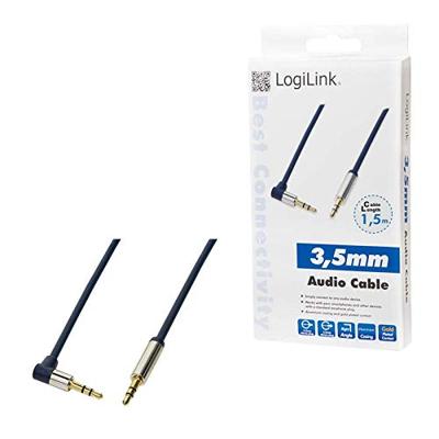 LogiLink CA11150 Jackplug Audio Aansluitkabel 1.50 m Donkerblauw (mat) 90° haaks naar boven