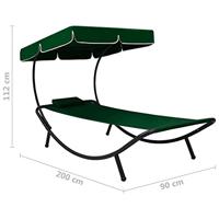 Loungebed met luifel en kussen groen - thumbnail