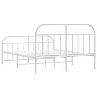 Bedframe met hoofd- en voeteneinde metaal wit 160x200 cm - thumbnail