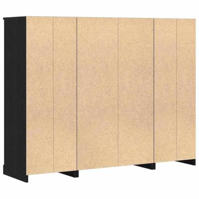 Hoge kast 132x35,5x103,5 cm bewerkt hout zwart eikenkleurig