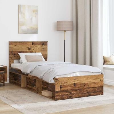 Bedframe met hoofdeinde Oudhout 90 x 190 cm Massief grenenhout