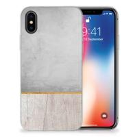 Apple iPhone X | Xs | Bumper Hoesje | Wood Concrete - thumbnail