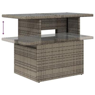 9-delige Loungeset met kussens poly rattan grijs