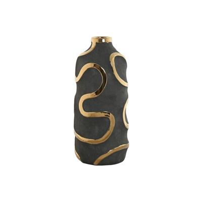 Vaas Home ESPRIT Grijs Gouden Keramiek Abstract Modern 19 x 19 x 45 cm