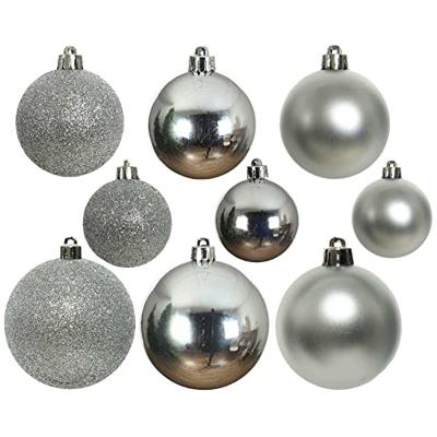 Decoris kerstballen set Plastic 30st Zilver 4-5-6cm