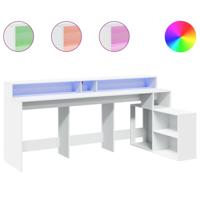 Bureau met LED-verlichting 200x104x91 cm bewerkt hout wit - thumbnail