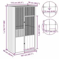 Vogelkooi 115x78x200 cm gegalvaniseerd staal antracietkleur - thumbnail