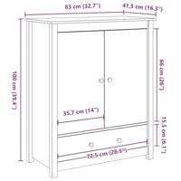 Hoge kast 83x41,5x100 cm massief grenenhout grijs - thumbnail