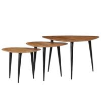 3-delige Salontafelset massief acaciahout - thumbnail