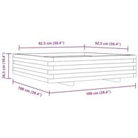 Plantenbak 100x100x26,5 cm massief grenenhout wit - thumbnail